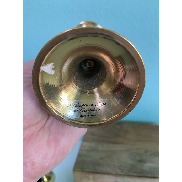 Made in India Vintage Brass Candle Stick Holders Set of 2 - Picture 11 of 12